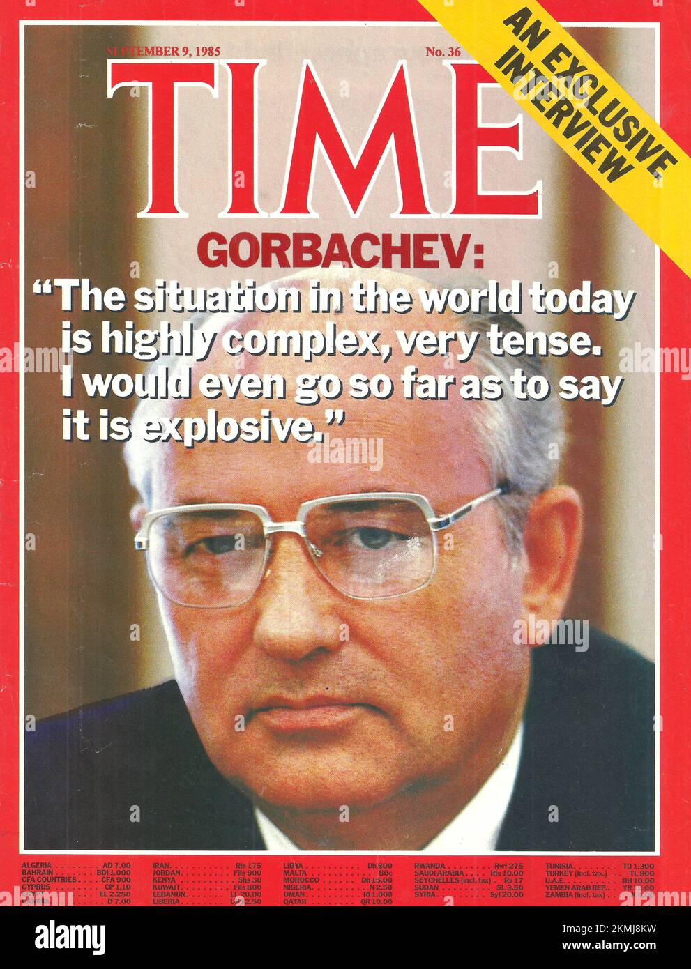 Front page of Time magazine September 9, 1985 Gorbachev USSR leader Stock Photo