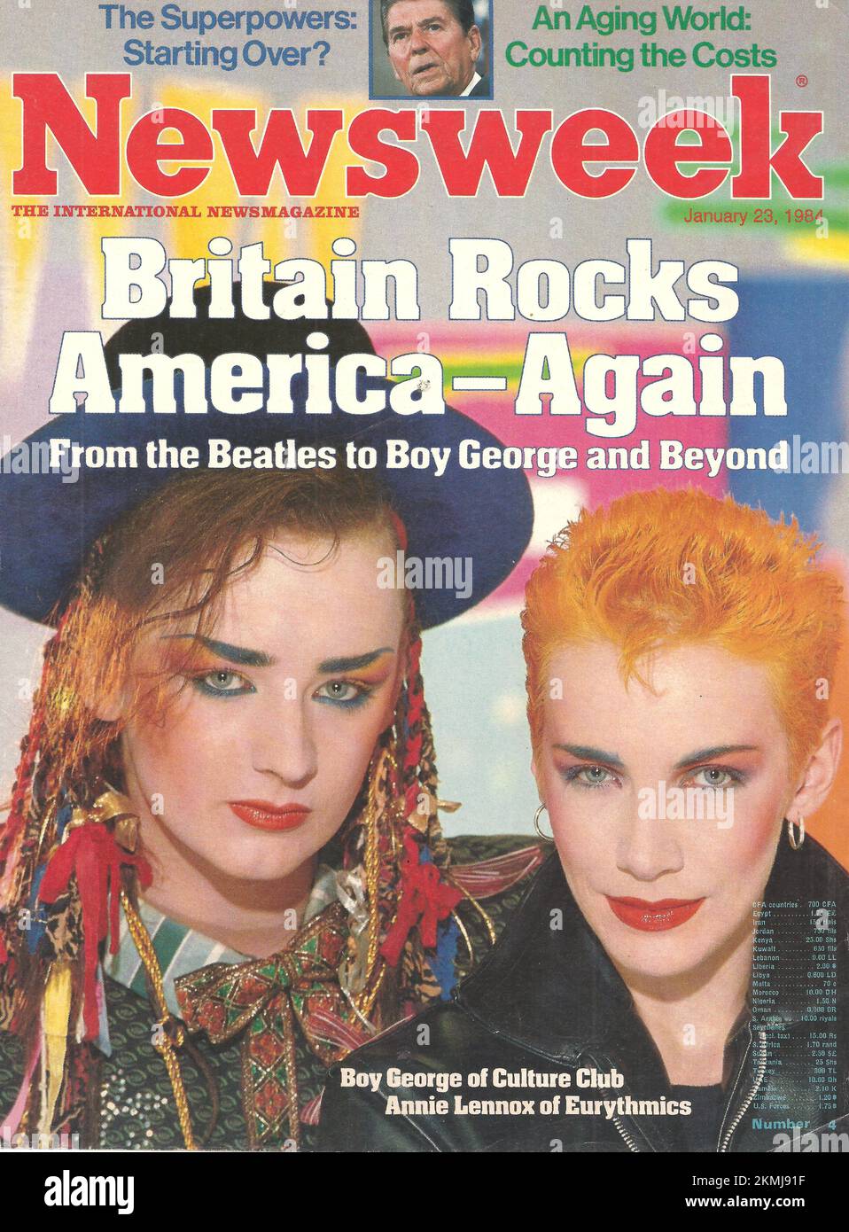 Front page of Newsweek magazine January 23, 1984 Boy George Britain Rocks America Again Stock Photo
