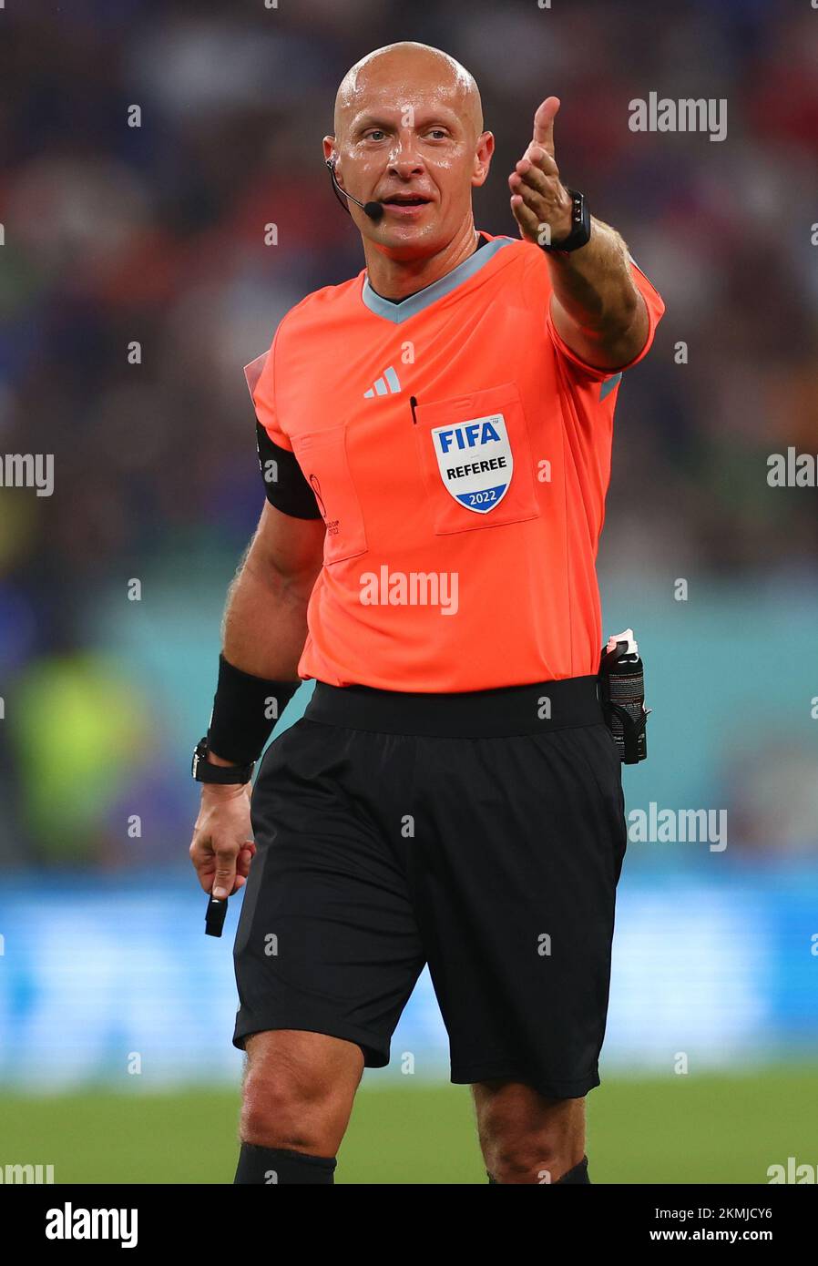 Doha, Qatar, 26th November 2022.  Referee Szymon Marciniak during the FIFA World Cup 2022 match at Stadium 974, Doha. Picture credit should read: David Klein / Sportimage Stock Photo