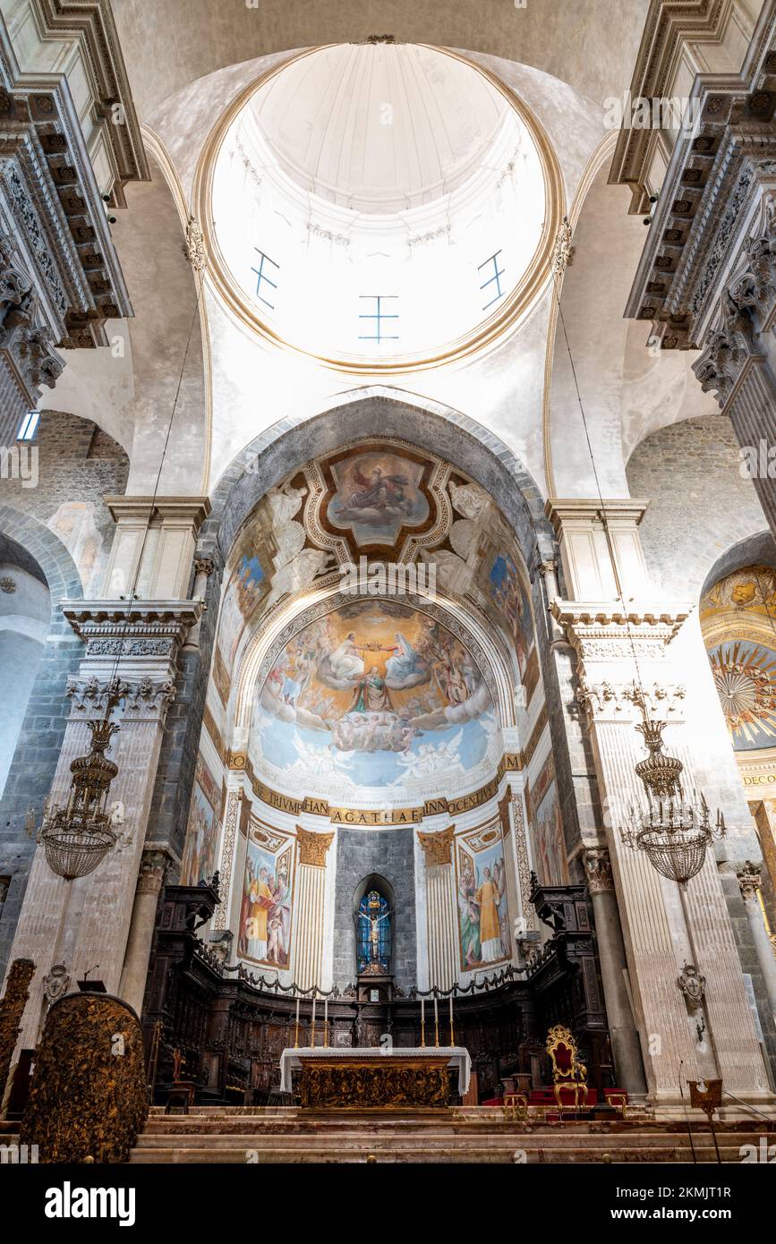 The Interior of The Cathedral of Sant'Agata, Catania, Sicily, Italy. Stock Photo