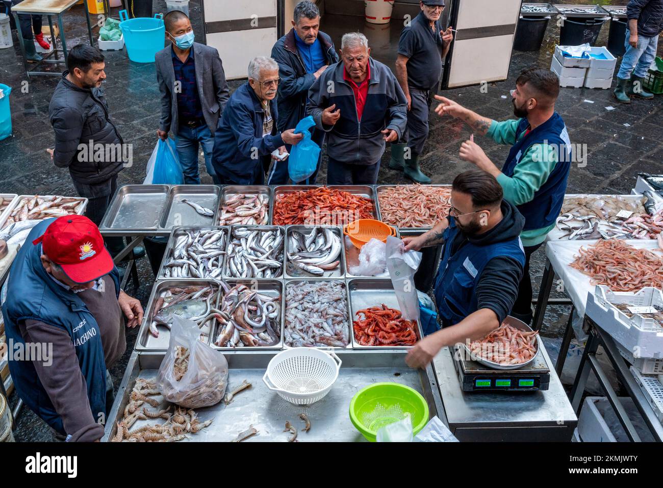 Fresh Fish/Seafood For Sale At The Daily Fish Market, Catania, Sicily, Italy. Stock Photo