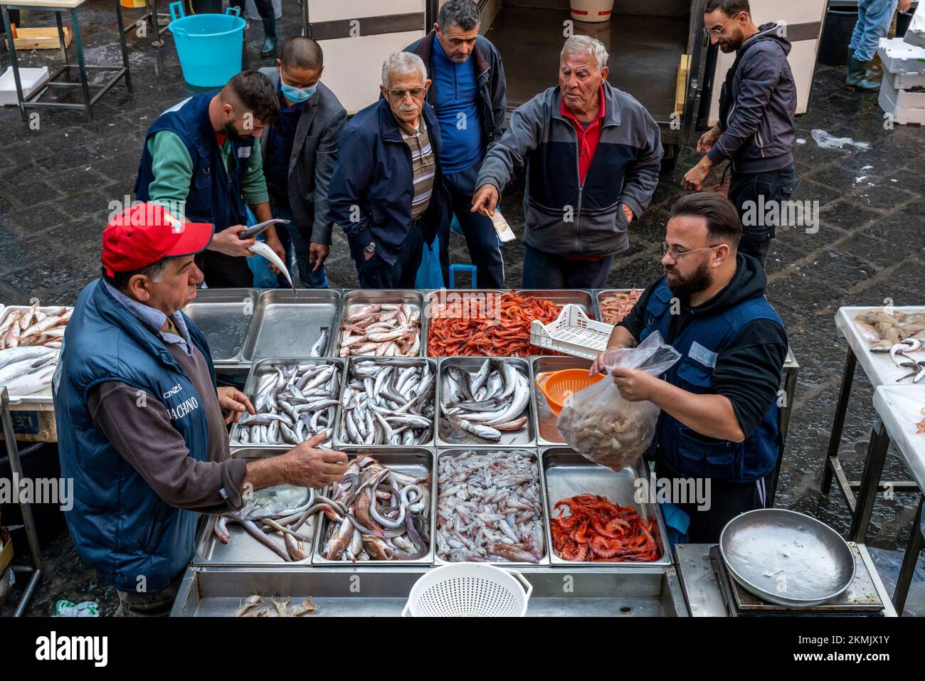 Fresh Fish/Seafood For Sale At The Daily Fish Market, Catania, Sicily, Italy. Stock Photo