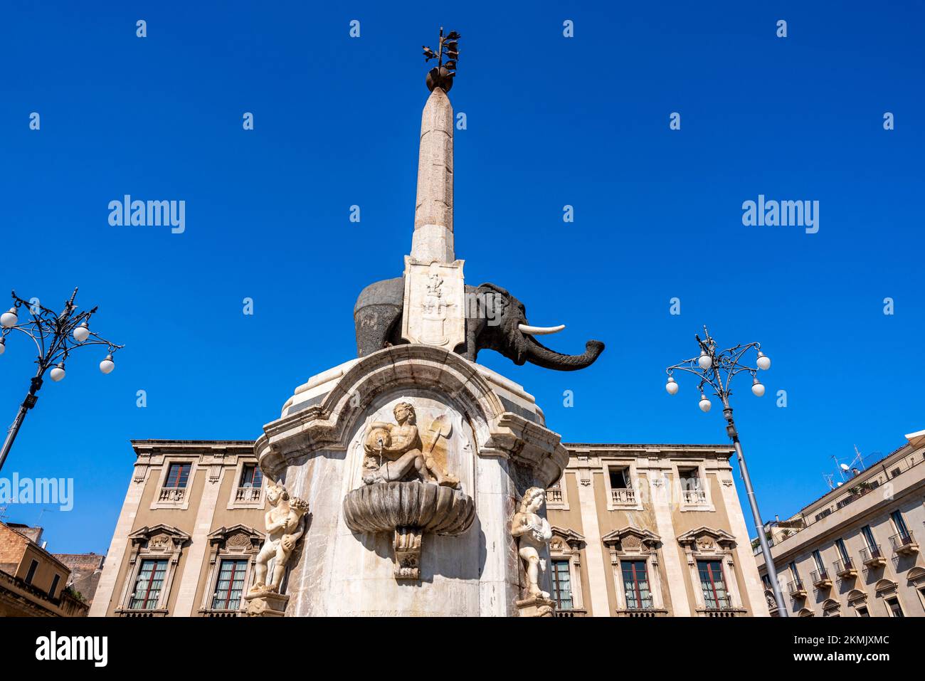 Fontana dell Elefante (Fountain of the Elephant), Piazza del Duomo, Catania, Sicily, Italy. Stock Photo