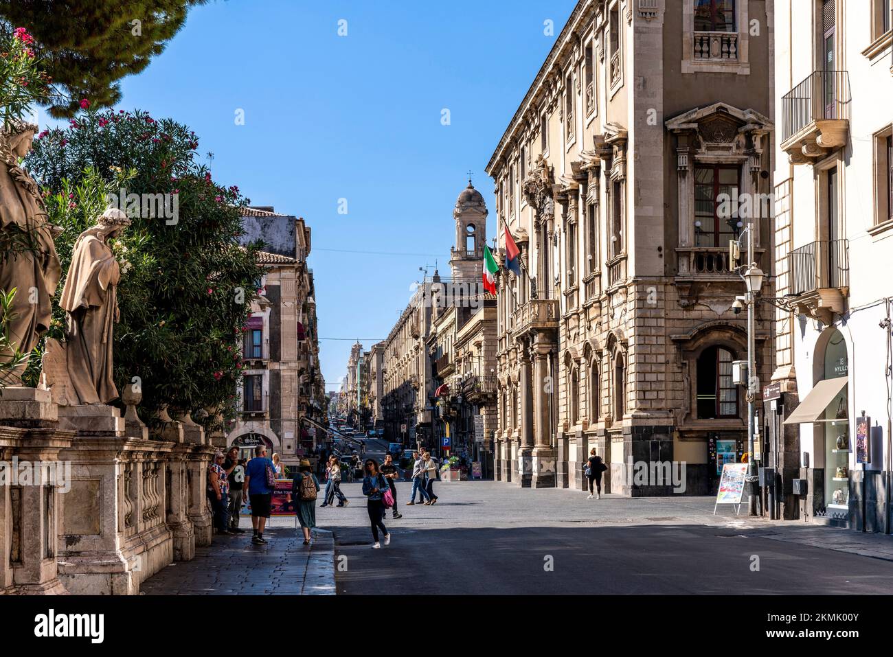 Via Vittorio Emanuele II Street In Catania, Sicily, Italy. Stock Photo