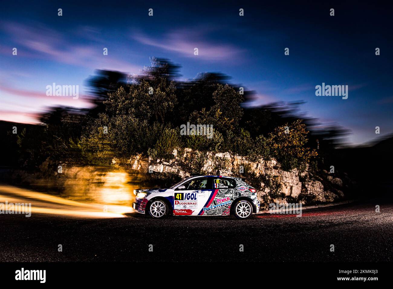 41 CART Aurélien, CHAUFFRAY Thomas, Peugeot 208 Rally4, action during the Rallye du Var 2022, 9th round of the Championnat de France des Rallyes 2022, from November 24 to 27, 2022 in Sainte-Maxime, France - Photo Bastien Roux / DPPI Stock Photo