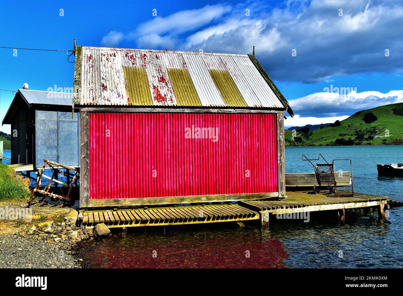 pink boat shed Stock Photo