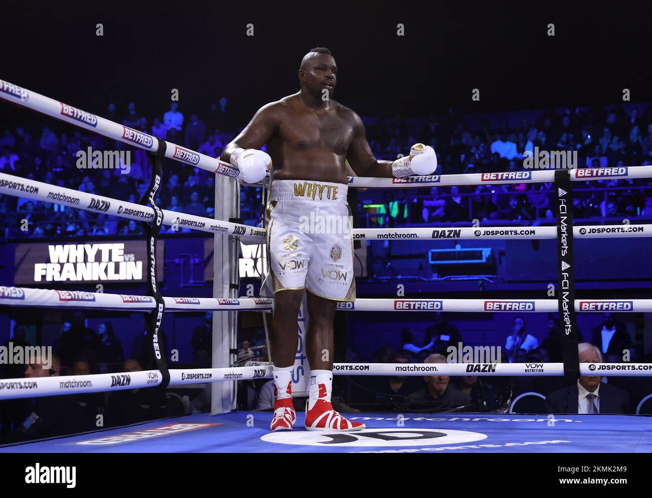 Dillian Whyte in the corner in the heavy weight bout at the OVO Arena Wembley, London. Picture date: Saturday November 26, 2022. Stock Photo