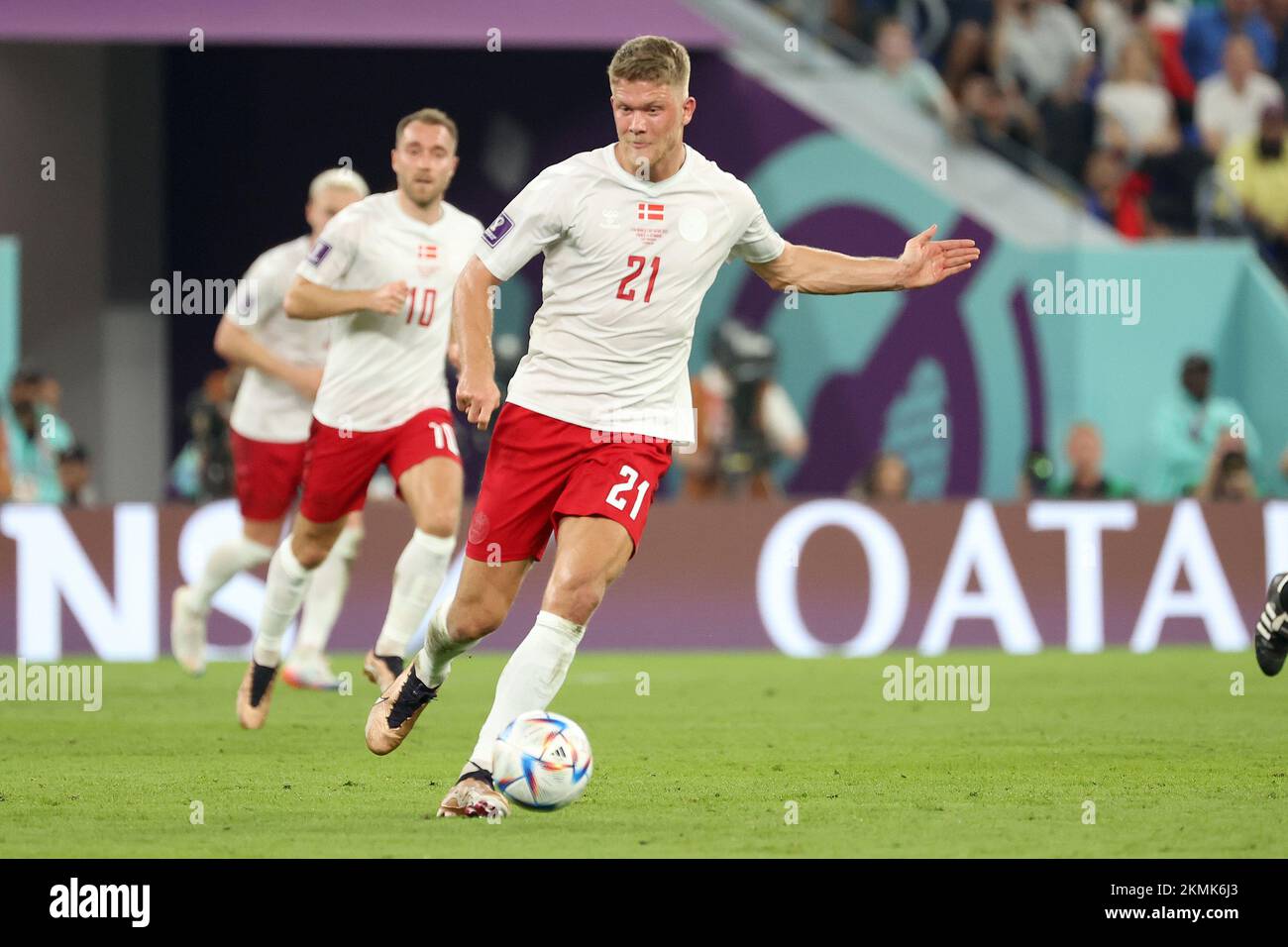 Andreas Cornelius of Denmark during the FIFA World Cup 2022, Group D football match between