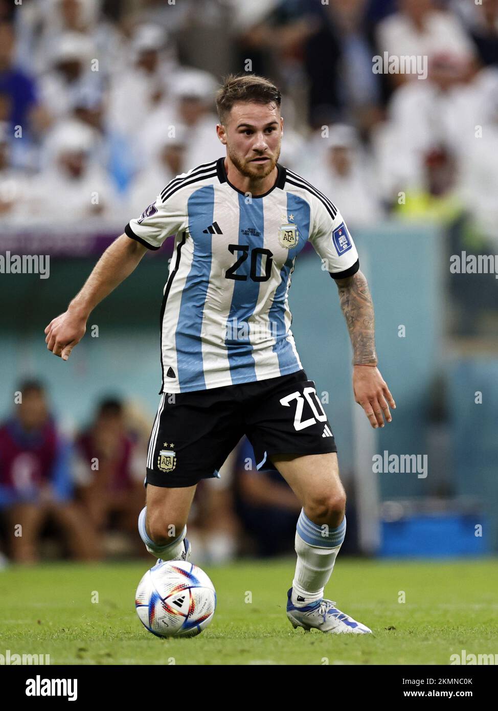 Lusail Iconic Stadium, Lusail, Qatar. 18th Dec, 2022. FIFA World Cup  Football Final Argentina versus France; Alexis Mac Allister of Argentina  lifts the world cup trophy Credit: Action Plus Sports/Alamy Live News