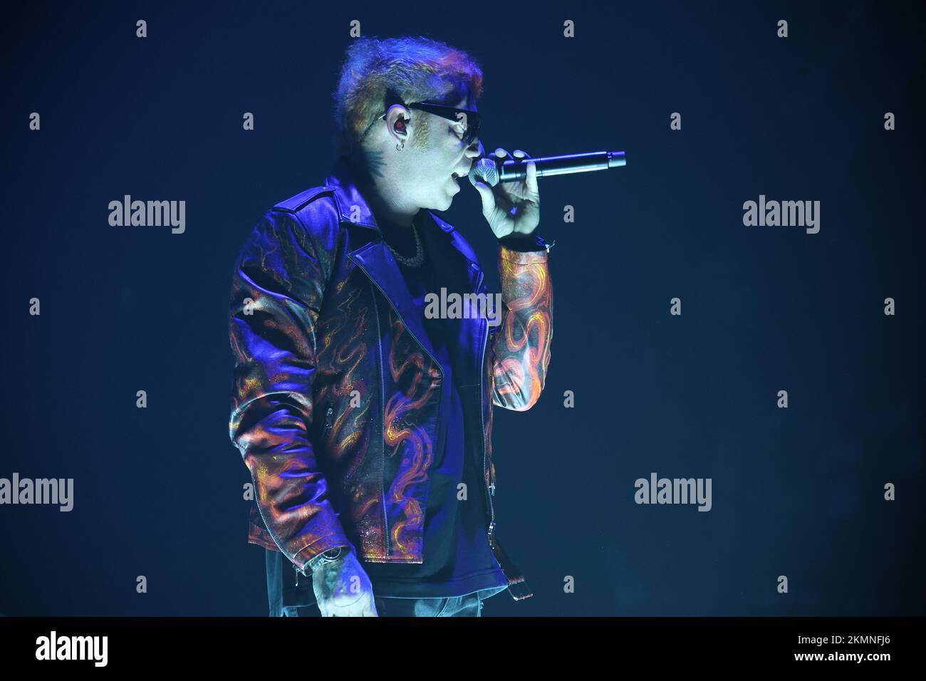 Bologna, Italy. 25th Nov, 2022. Italian singer/rapper Salmo during his ...
