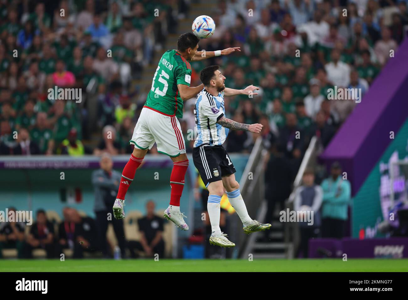 Lusail, Qatar. 26th Nov, 2022. (L to R) Hector Moreno (MEX), Lionel Messi (ARG) Football/Soccer : FIFA World Cup Qatar 2022 Group C match between Argentina 2-0 Mexico at Lusail Stadium in Lusail, Qatar . Credit: Naoki Morita/AFLO SPORT/Alamy Live News Stock Photo