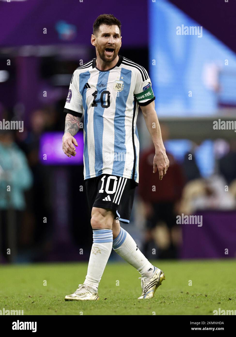 LUSAIL CITY - Lionel Messi of Argentina during the FIFA World Cup Qatar  2022 group C match between Argentina and Mexico at Lusail Stadium on  November 26, 2022 in Lusail City, Qatar.