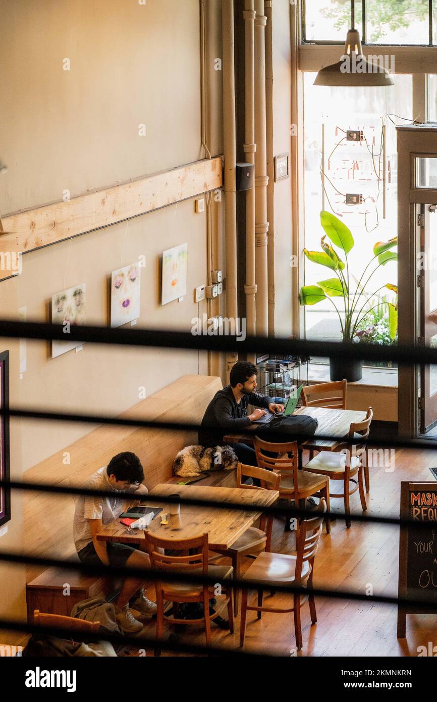 Business Coffee Shops in Seattle Washington Capitol Hill Stock Photo
