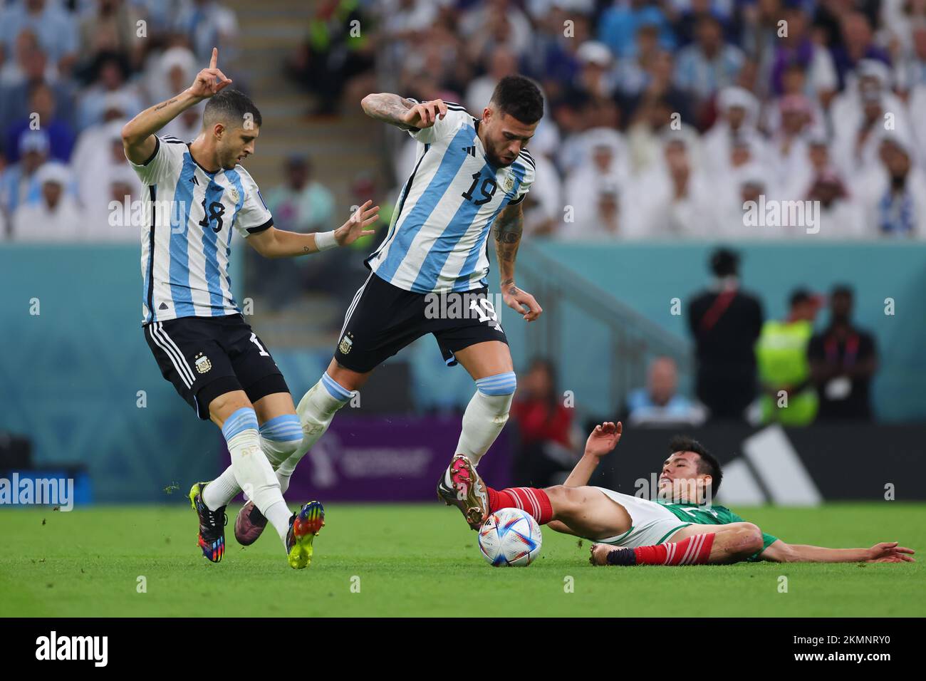 Lusail, Qatar. 26th Nov, 2022. (L to R) Guido Rodriguez, Nicolas