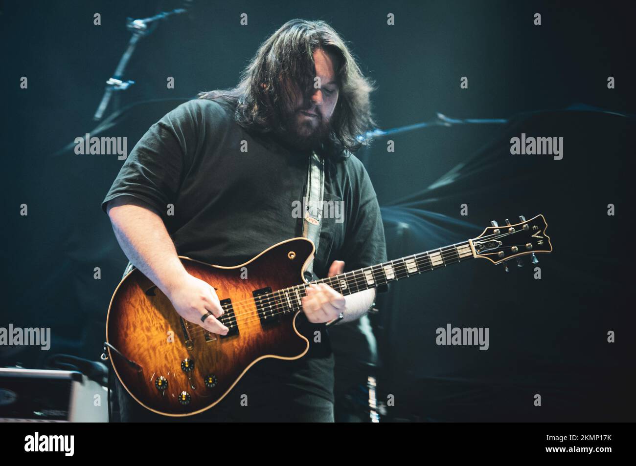 ITALY, MILAN, NOVEMBER 25TH 2022: The American musician, singer and composer Wolfgang Van Halen (better known as Mammoth WVH), performing live on stage in Milan, opening for the Alter Bridge “Pawns & Kings” European tour. Stock Photo