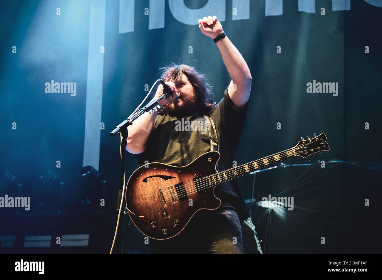 ITALY, MILAN, NOVEMBER 25TH 2022: The American musician, singer and composer Wolfgang Van Halen (better known as Mammoth WVH), performing live on stage in Milan, opening for the Alter Bridge “Pawns & Kings” European tour. Stock Photo