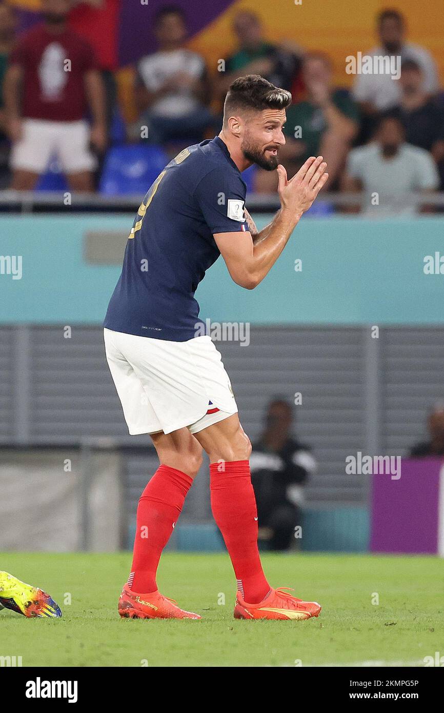 Olivier Giroud of France reacts during the FIFA World Cup 2022, Group D