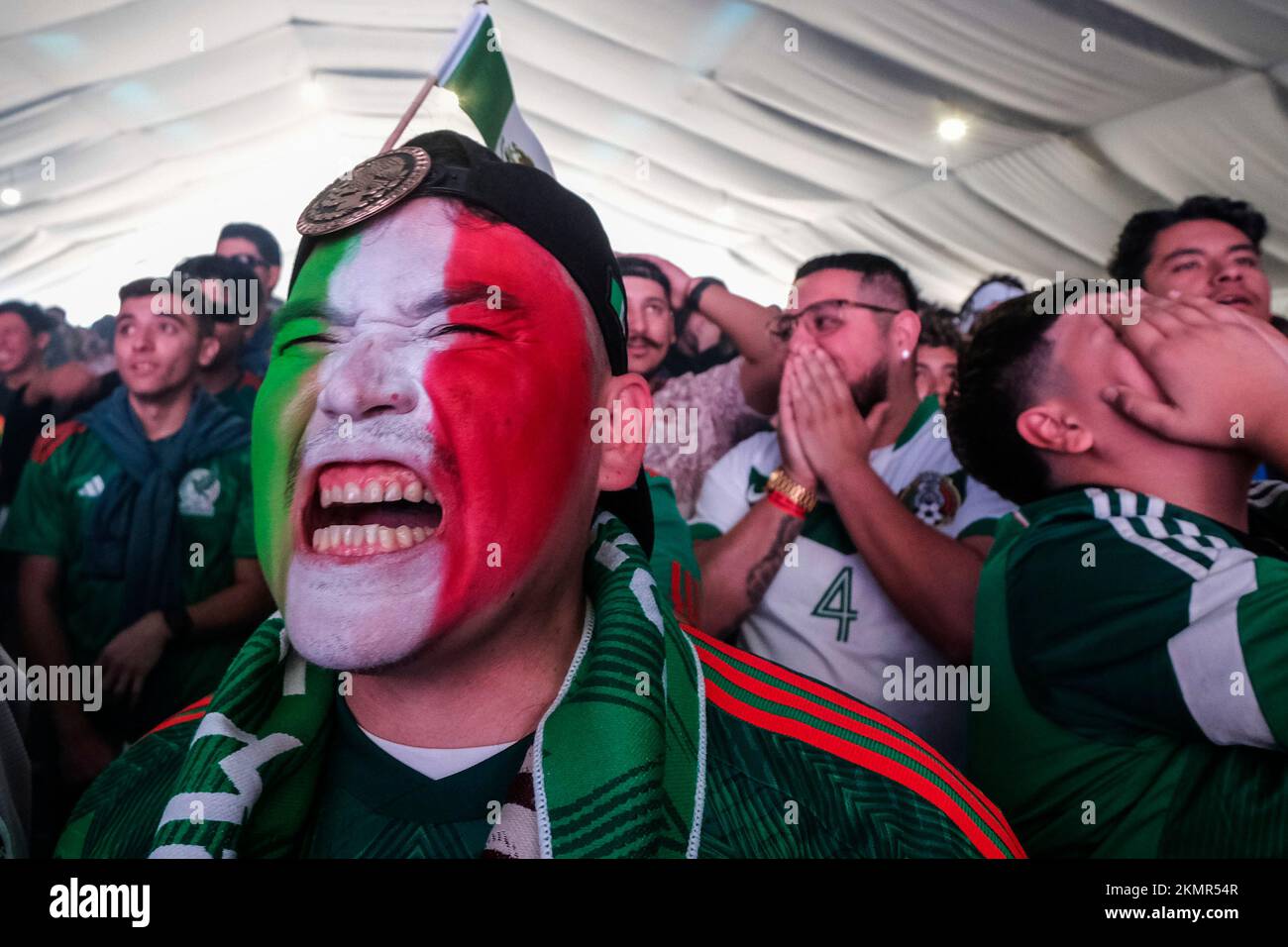 Los Angeles, California, USA. 26th Nov, 2022. Mexican fans watch on a