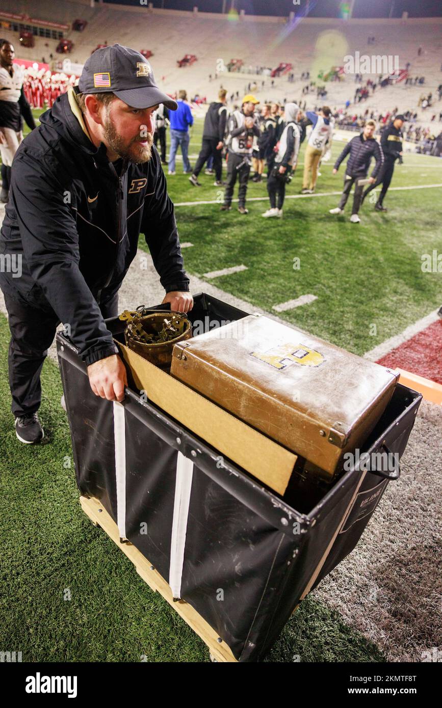 Bloomington, United States. 26th Nov, 2022. The Purdue Boilermakers celebrate beating Indiana