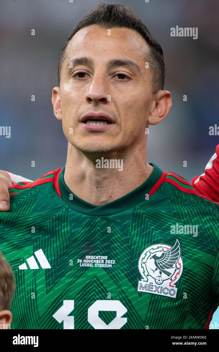 Lusail, Qatar. 27th Nov, 2022. Andres Guardado of Mexico during the FIFA World Cup Qatar 2022 Group C match between Argentina and Mexico at Lusail Stadium in Lusail, Qatar on November 26, 2022 (Photo by Andrew Surma/ Credit: Sipa USA/Alamy Live News Stock Photo
