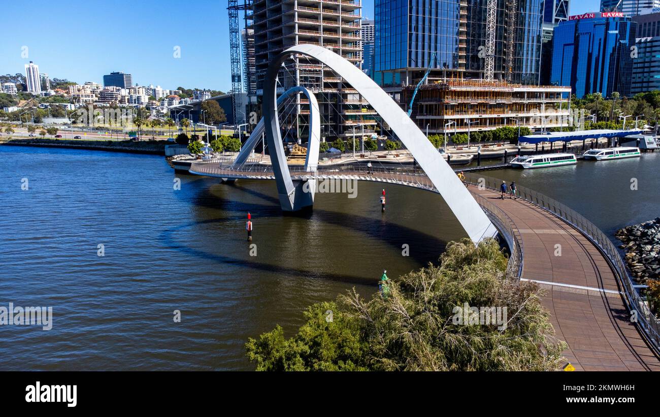 Elizabeth Quay Bridge, Perth, WA, Australia Stock Photo
