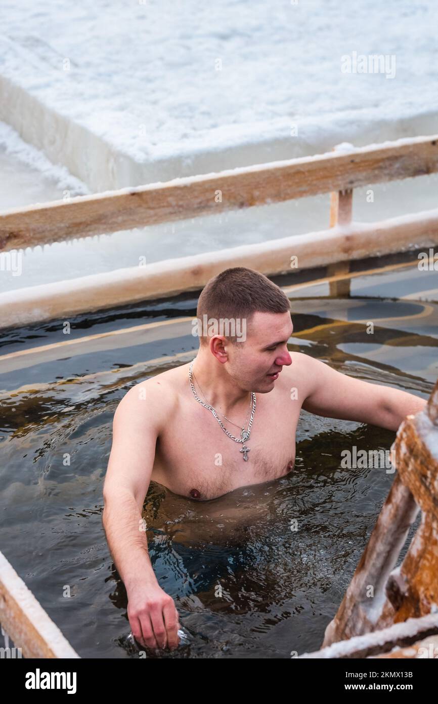 Winter Baptism in Minsk Belarus Stock Photo