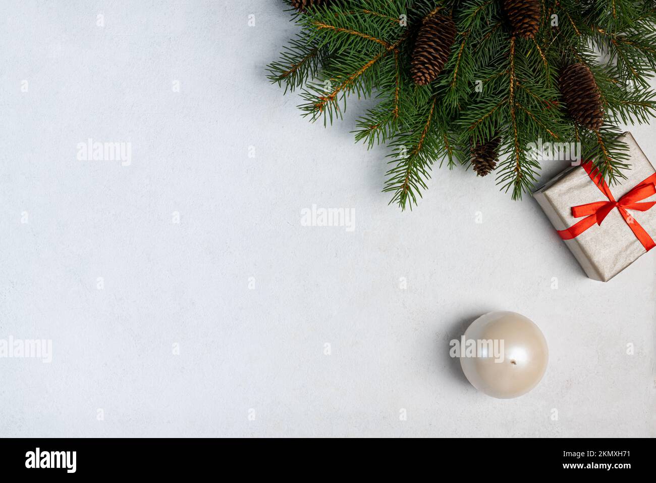 The theme of winter holidays is gifts with Christmas decorations and a ...