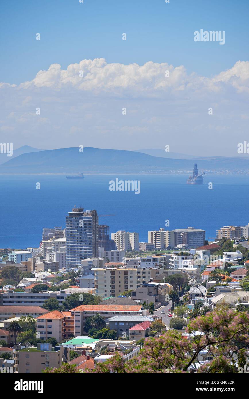 Sea Point in the summer. A view across Sea Point, Western Cape. Stock Photo