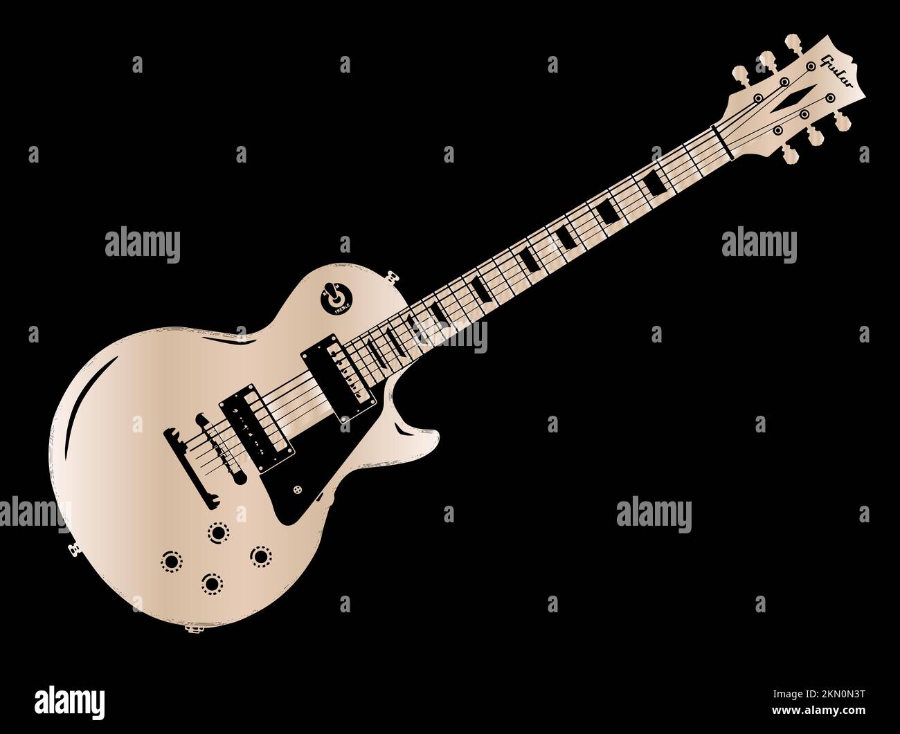 A classic electric solid body guitar isolated on a black background Stock Photo