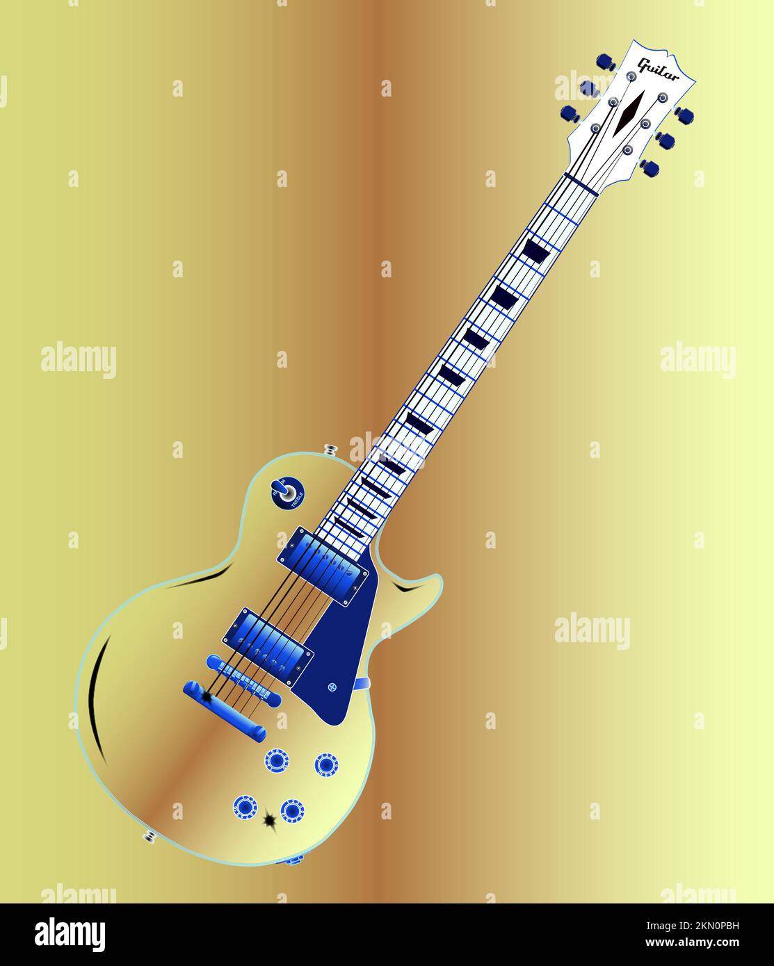 The definitive rock and roll guitar in yellow isolated over a yellow background. Stock Photo