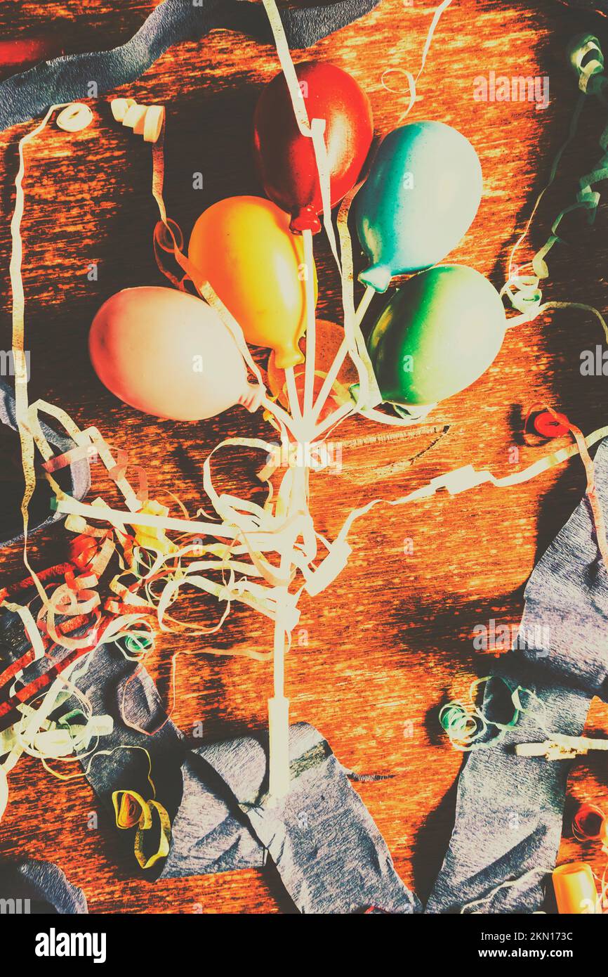 Party time design in holiday celebrations with balloon cake topper and