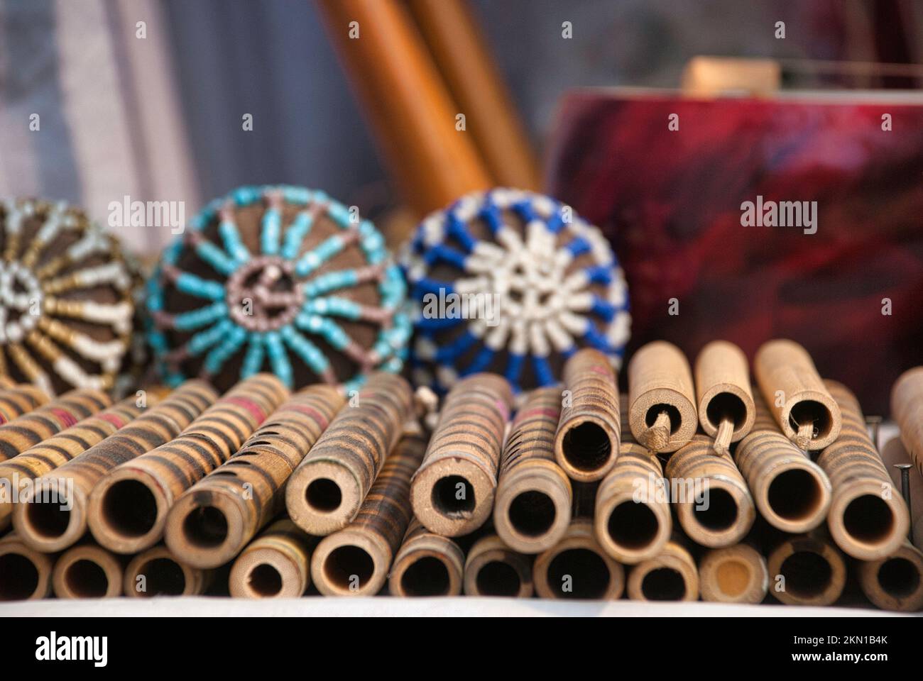 The ethnic music instruments at Poush Mela festival of folk culture and