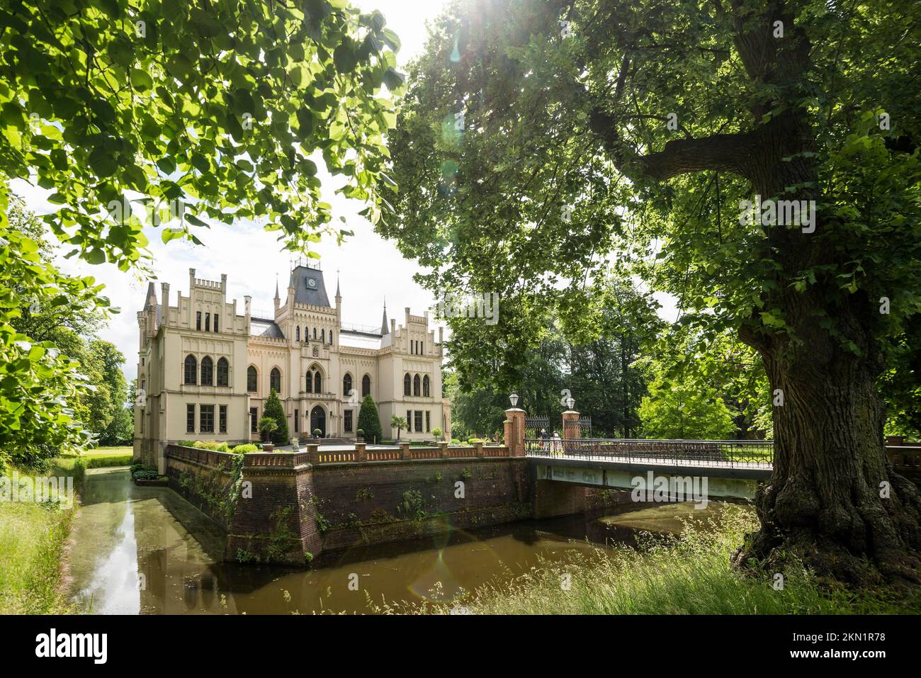 Moated castle and park, Evenburg Castle, Leer, East Frisia, Lower ...