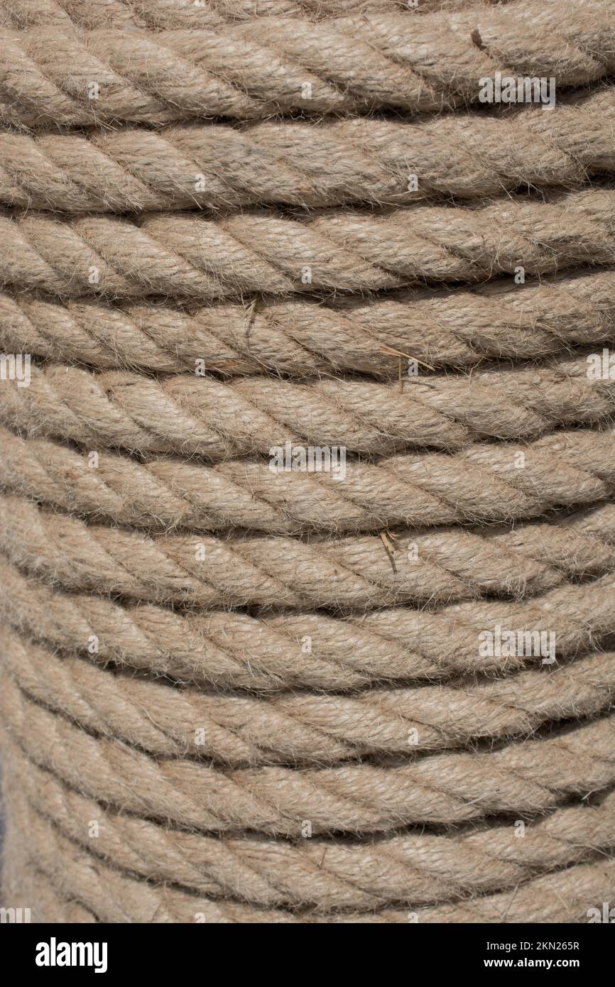 Inen rope in view as a thread background Stock Photo