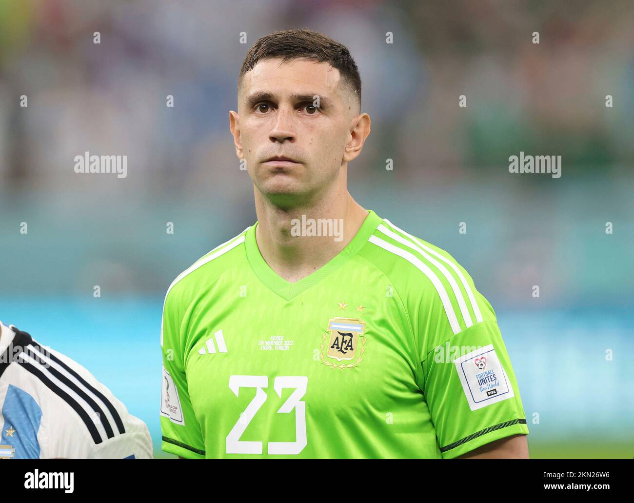 firo : 26.11.2022, Football, Soccer, FIFA WORLD CUP 2022 QATAR, World Cup 2022 Qatar, World Cup 2022 Qatar, Group stage, Group C, Game 24, Argentina - Mexico goalwart Emiliano MARTINEZ, Argentina, portrait Stock Photo