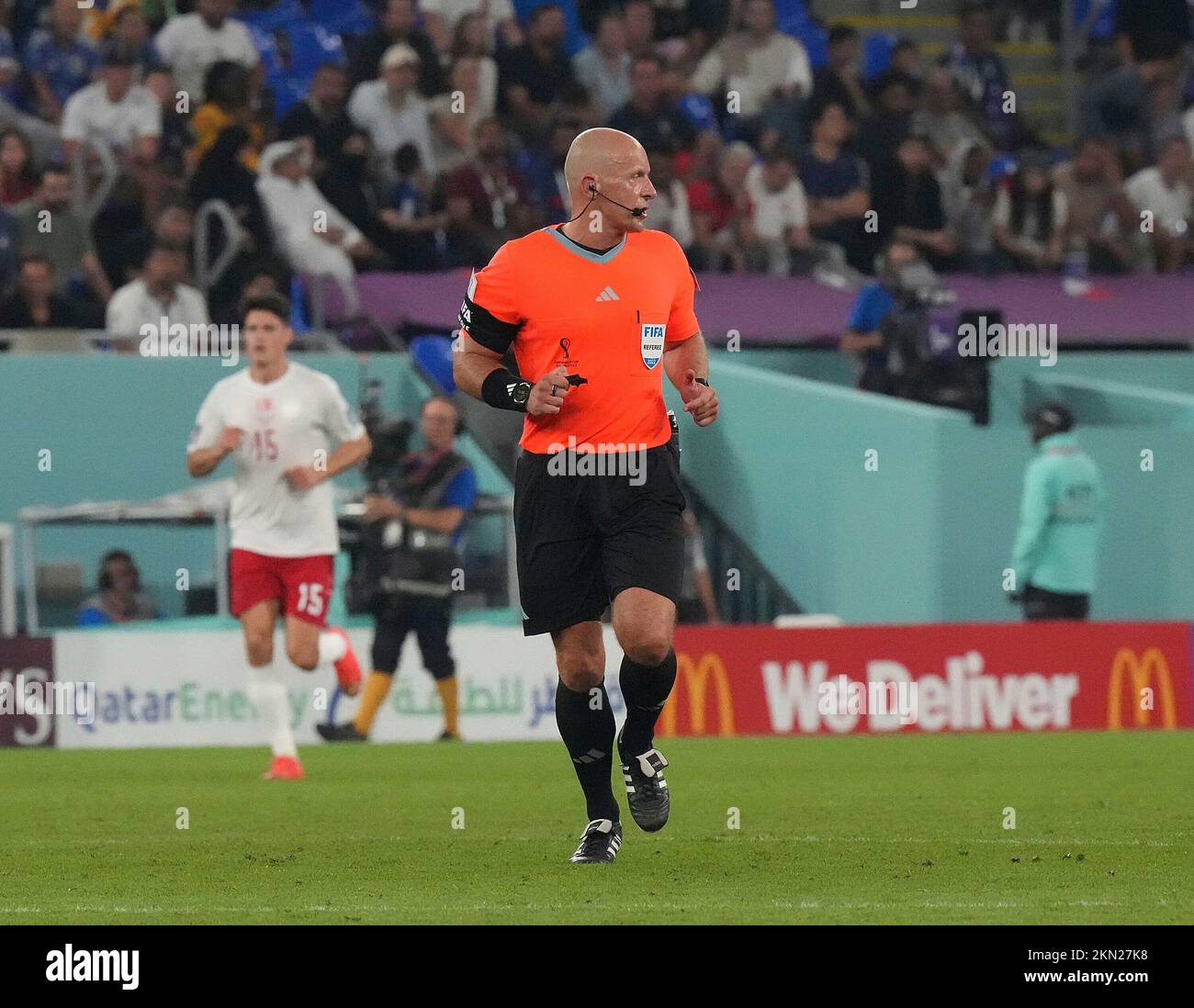 26.11.2022, Stadium 974, Doha, QAT, World Cup FIFA 2022, Group D, France vs Denmark, in the picture referee Szymon Marciniak (Poland) Stock Photo