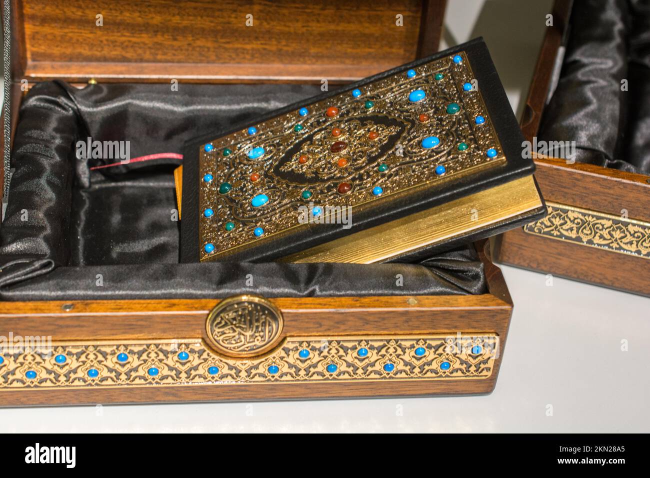 Holy Book Quran with decorative cover and box Stock Photo Alamy