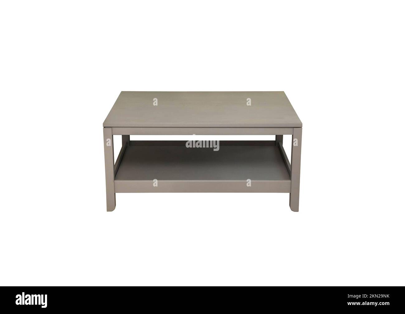 Gray wooden coffee table on a white background Stock Photo