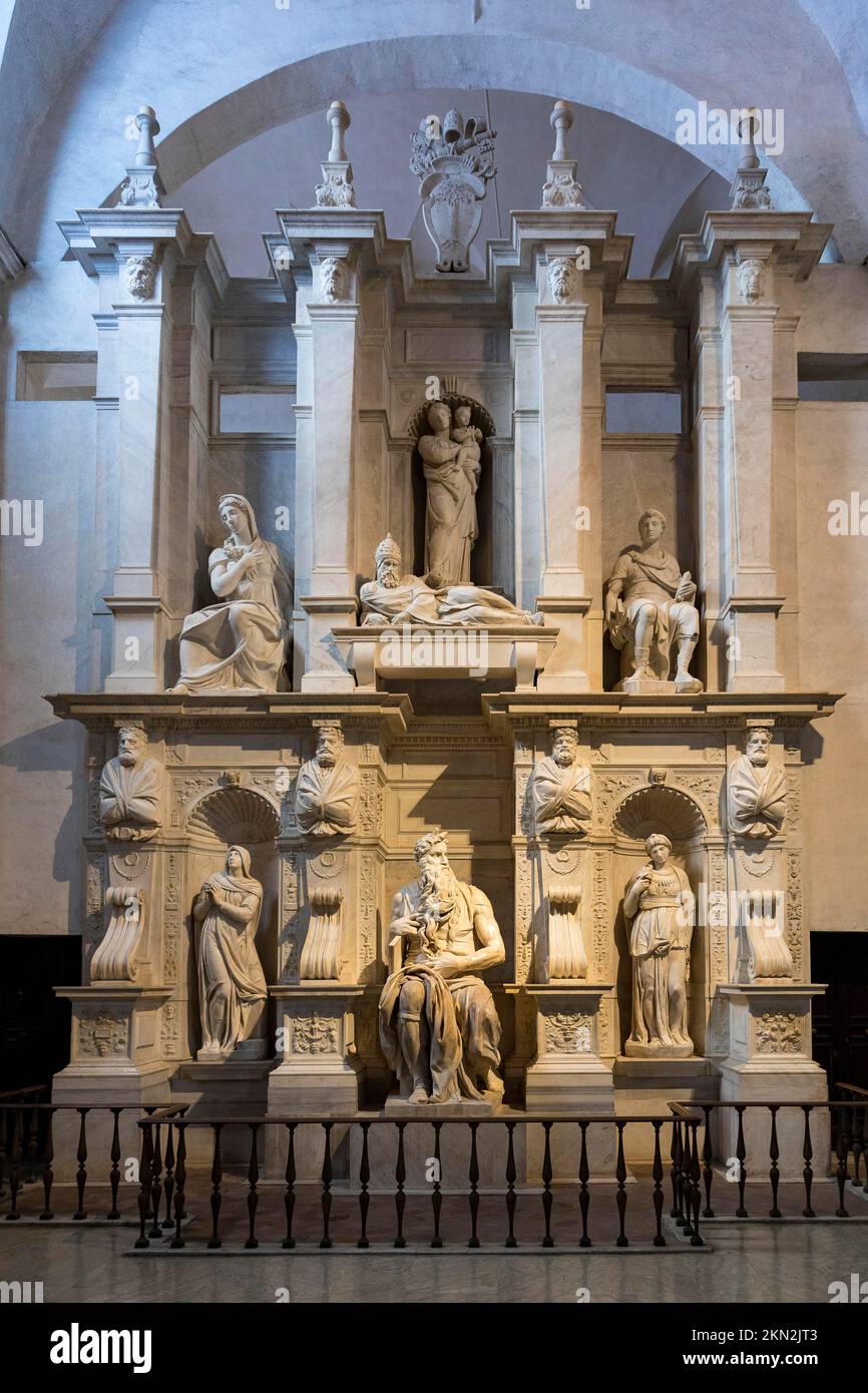 The Moses by Michelangelo, Church of San Pietro in Vincoli, Rome, Lazio, Italy, Europe Stock Photo