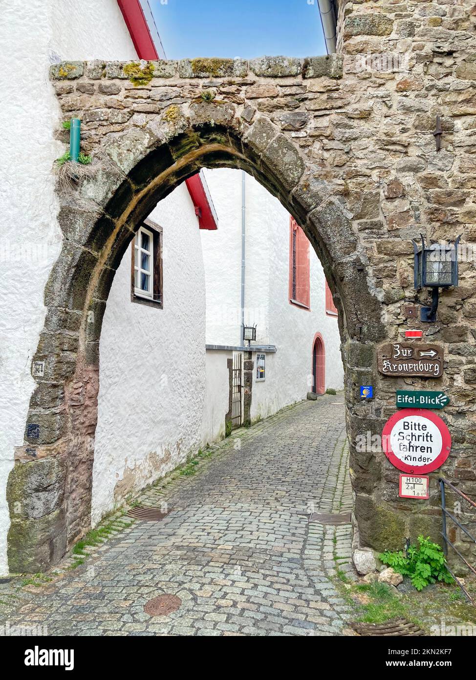 Historic archway in old village Burgdorf Burgbering from 13th century of today destroyed Kronenburg, Kronenburg, Dahlem, Kreis Euskirchen, Eifel, Nort Stock Photo