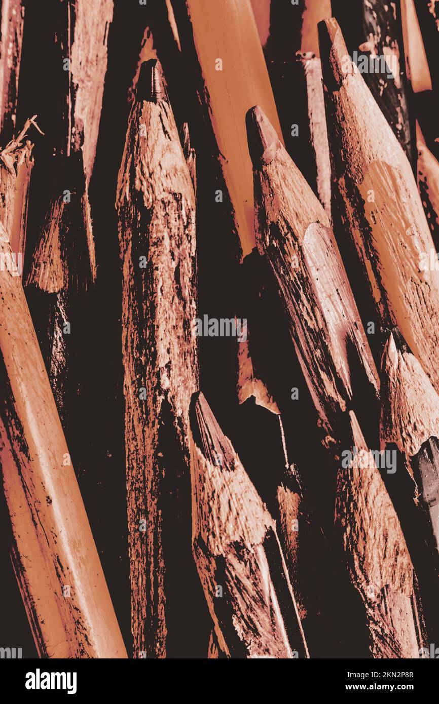 Threadbare scene in drafted art with pencils worn from staged out