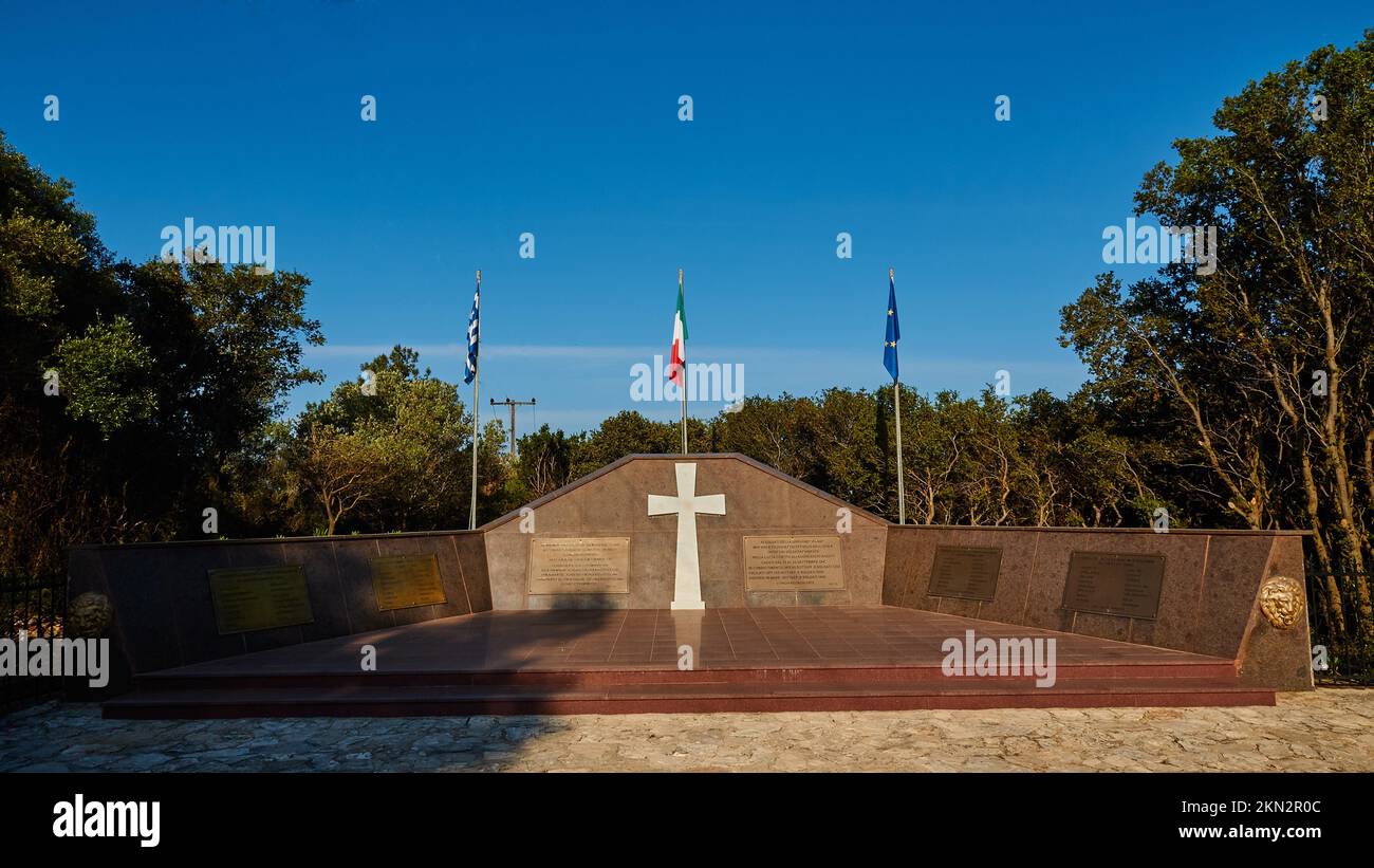 War Memorial Acqui Large White Cross Greek National Flag Italian war-memorial-acqui-large-white-cross-greek-national-flag-italian