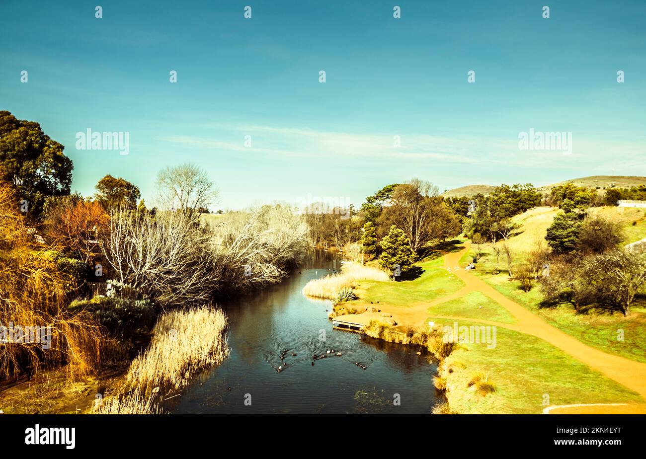 Scenic riverway flowing through lovely parks and beautiful nature
