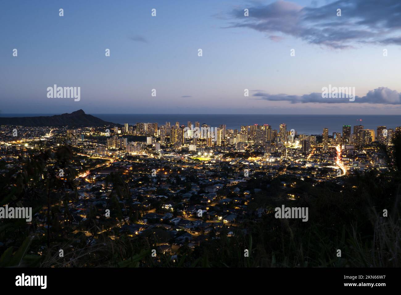 Honolulu city from above Ohau Tantalus view point Hawaii USA Stock ...