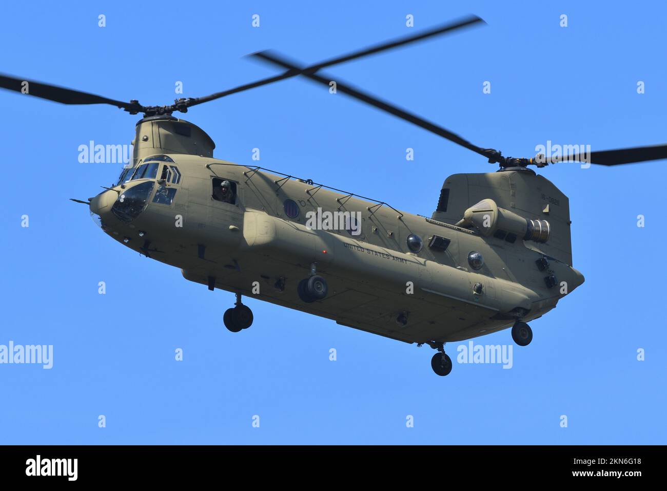 Tokyo, Japan - May 26, 2019: United States Army Boeing CH-47F Chinook heavy-lift helicopter. Stock Photo