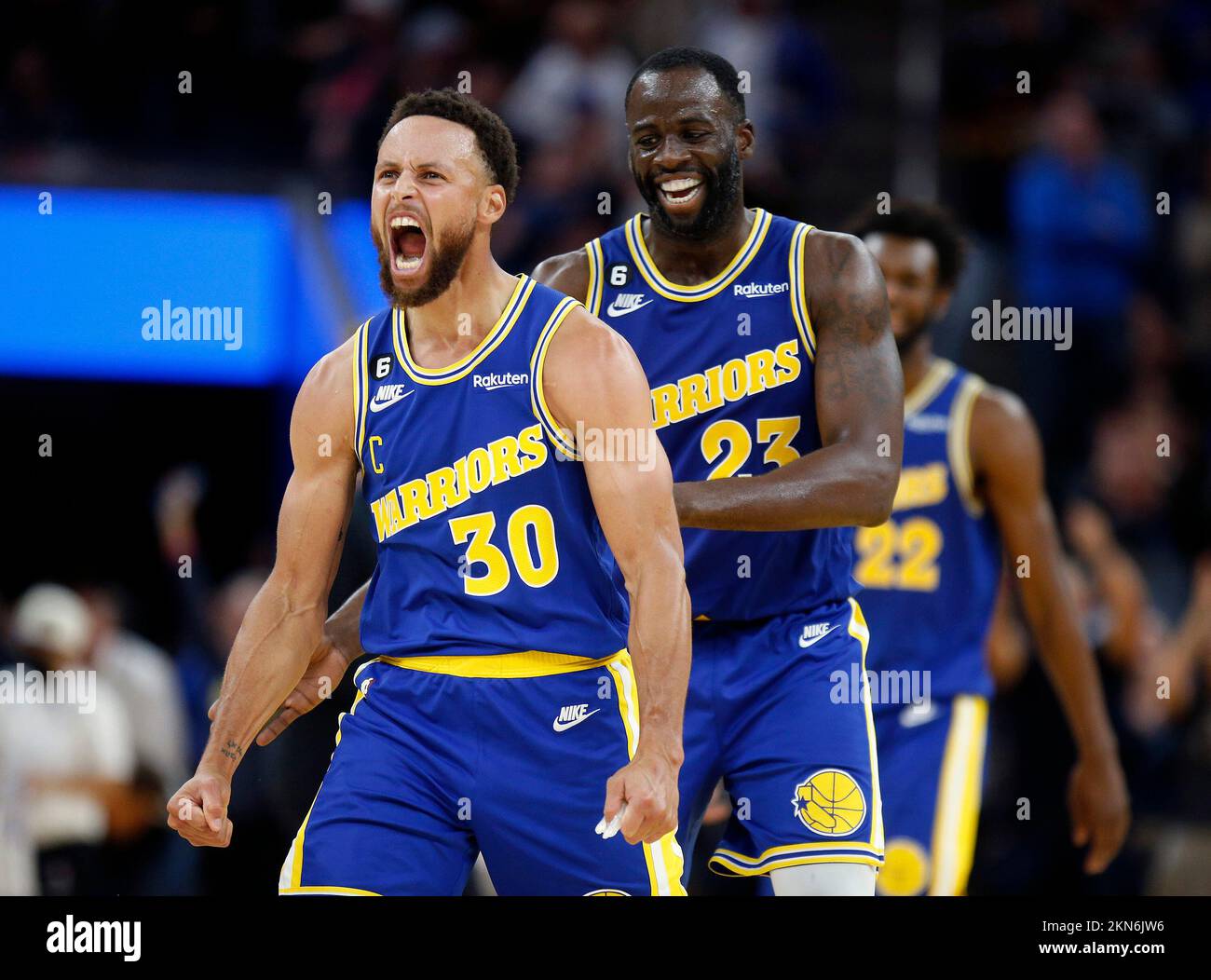 Sacramento, United States. 17th Apr, 2023. Golden State Warriors' Stephen  Curry (30) reacts to a play against the Sacramento Kings in the first  quarter of Game 2 of the Western Conference First