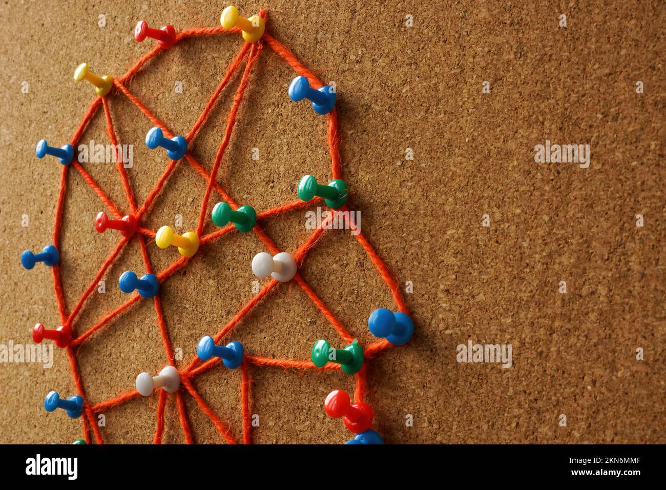 Head from pins and strings. Thinking and psychology concept Stock Photo