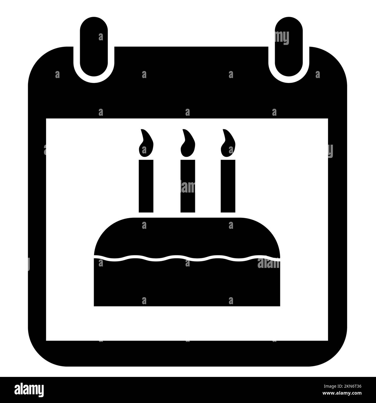 calendar in cake icon on white background. Birth day calendar sign ...