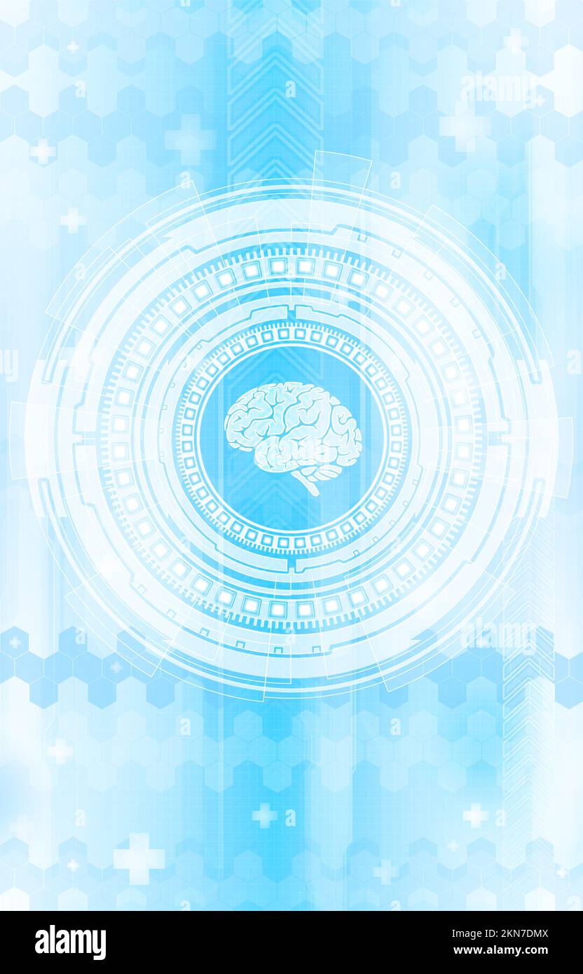 Medical hud screen with brain. Online medicine and health concept Stock Photo