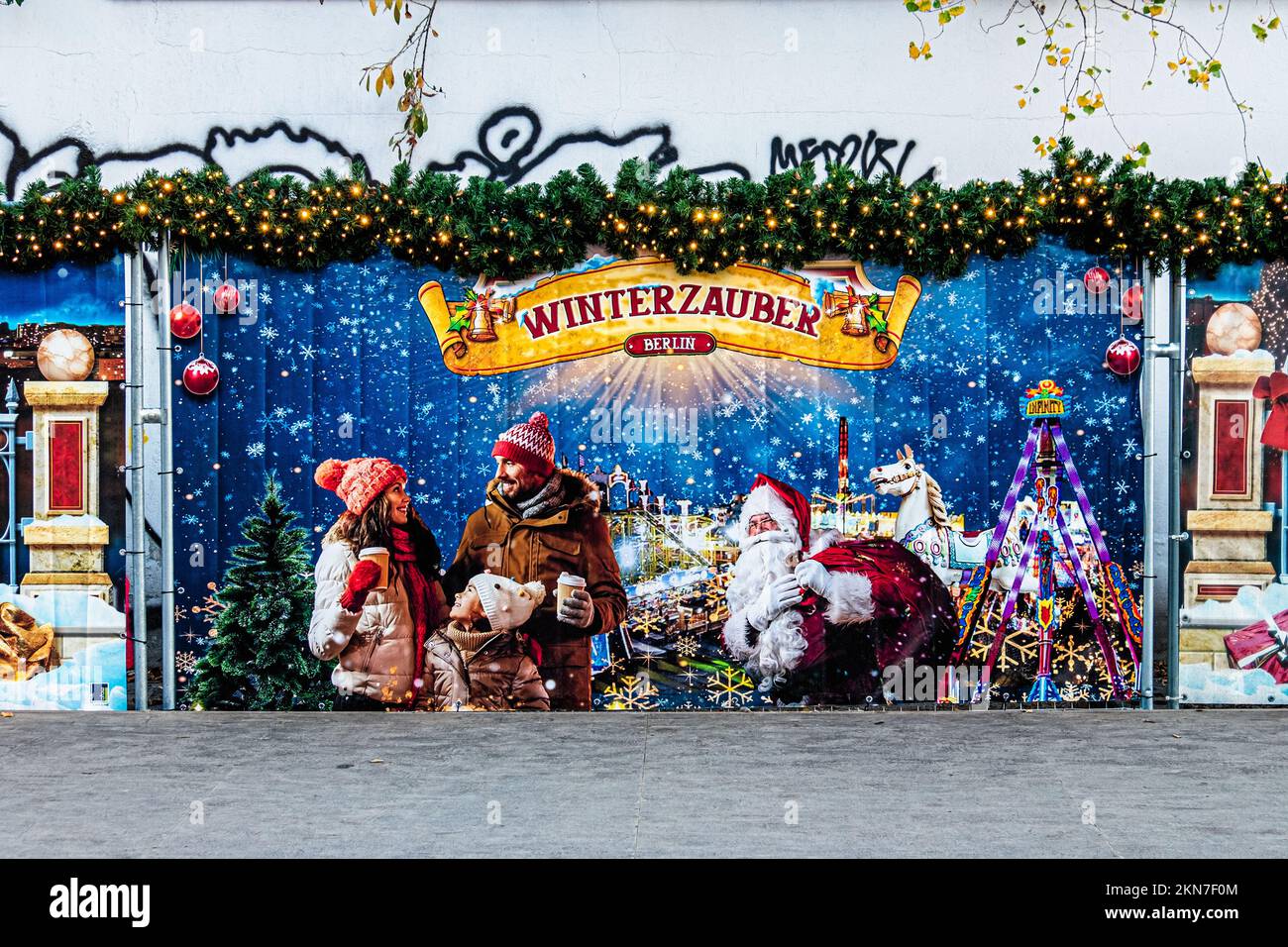 Winterzauber,Christmas market Winter Magic,Oldest market in East Berlin,Frankfurter Allee 196,Lichtenberg,Berlin. Funfair & Amusement Park Stock Photo